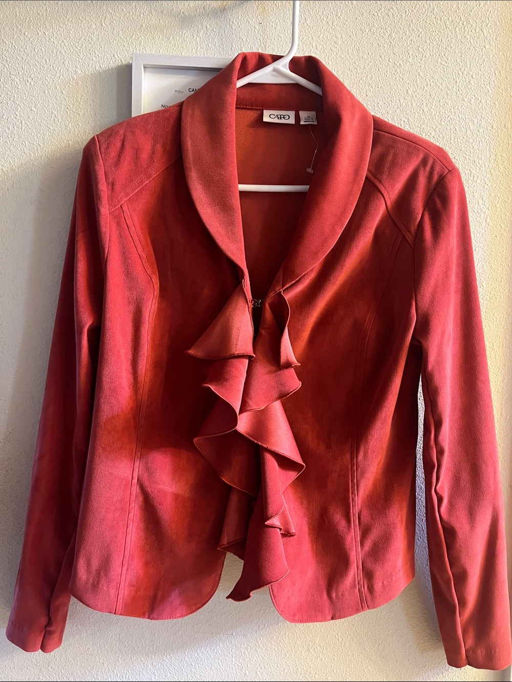 Cato Red Ruffle-Front Blazer